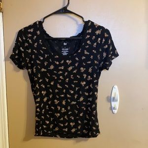 off the shoulder light pink rose printed shirt